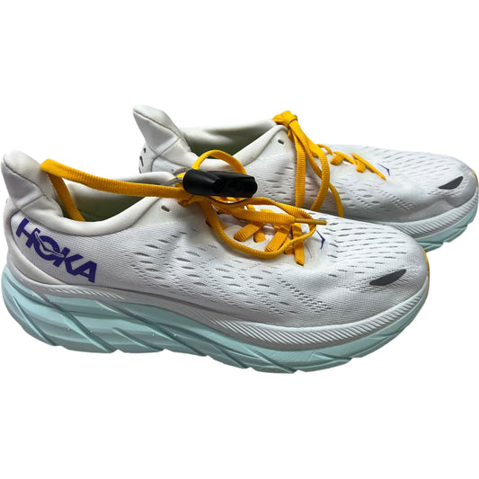 Shoes Athletic By Hoka In White & Yellow, Size: 6