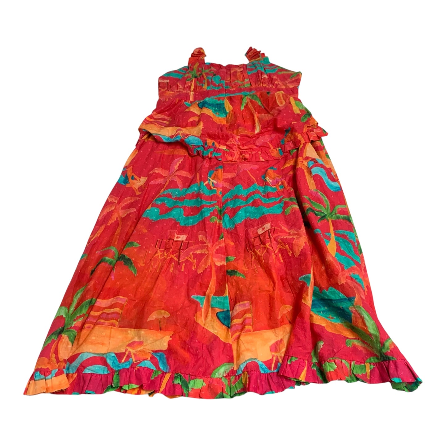 Dress Designer By Farm Rio In Orange & Pink, Size: Xl