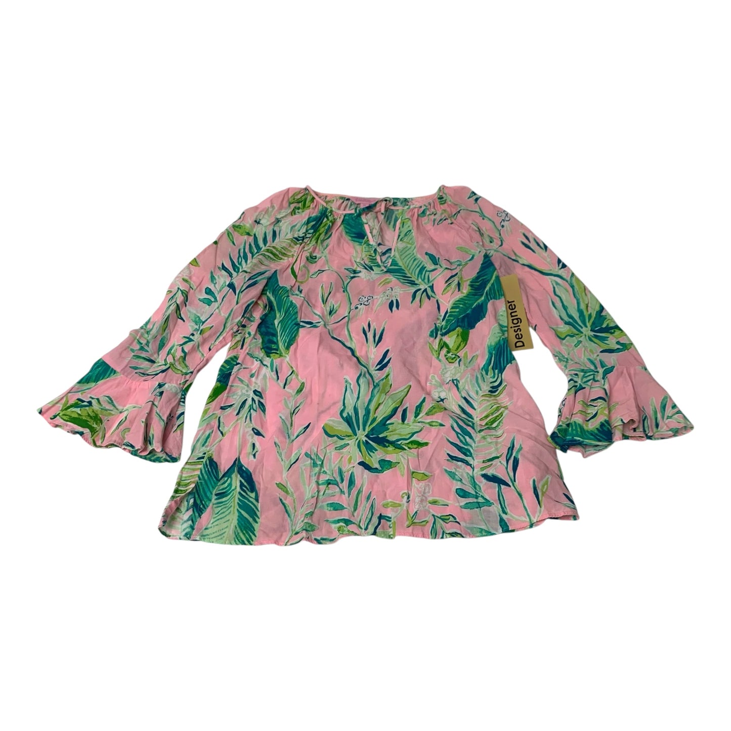 Top Long Sleeve Designer By Lilly Pulitzer In Green & Pink, Size: Xs