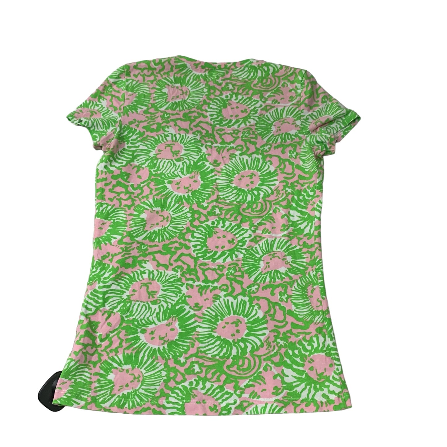 Top Short Sleeve Designer By Lilly Pulitzer In Green & Pink, Size: Xs