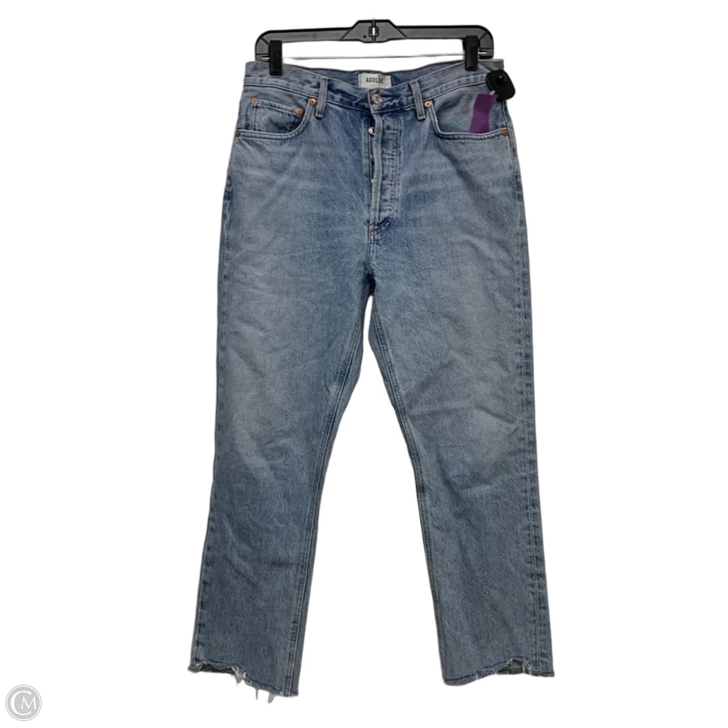 Jeans Straight By Agolde In Blue Denim, Size: 8