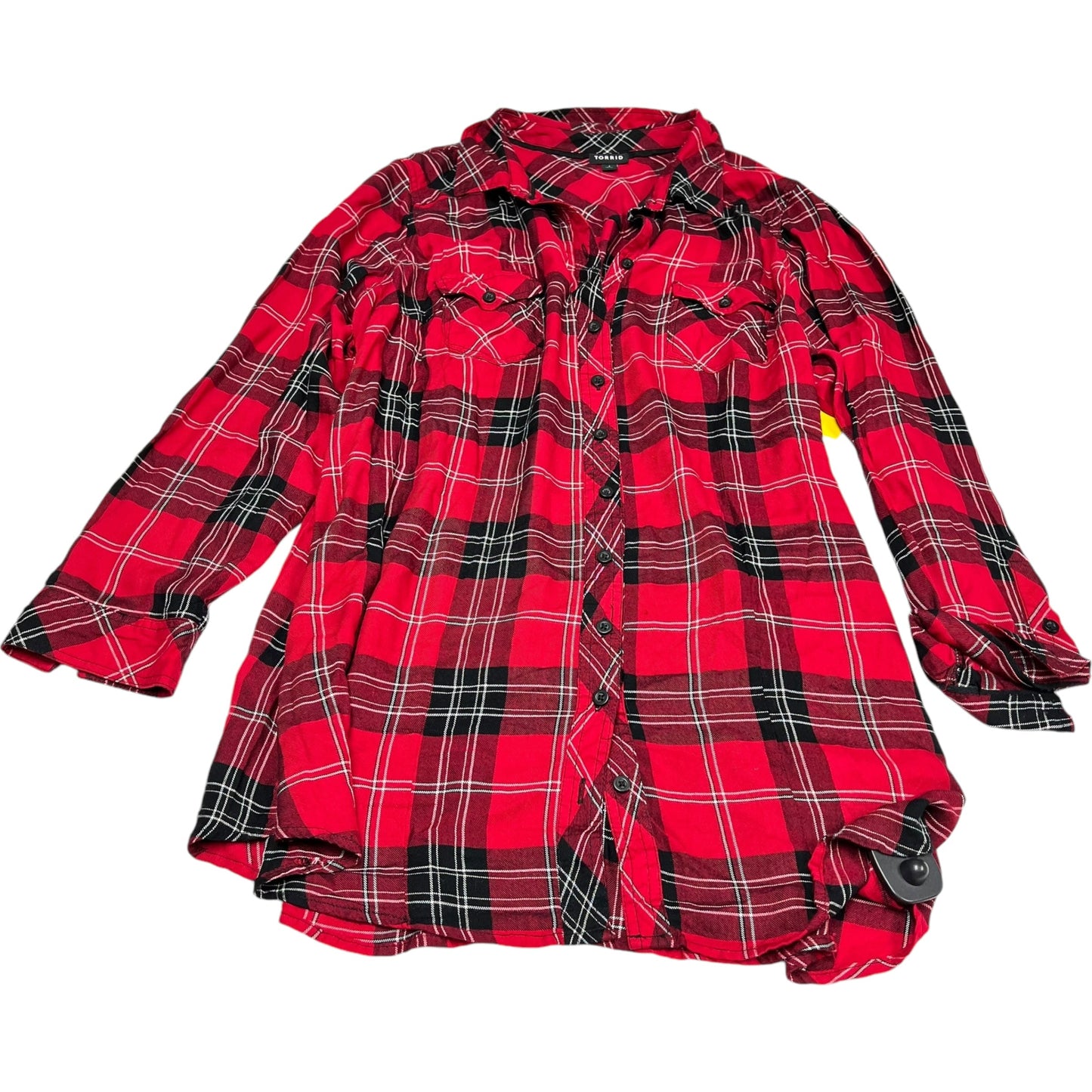 Top Long Sleeve By Torrid In Plaid Pattern, Size: 1x