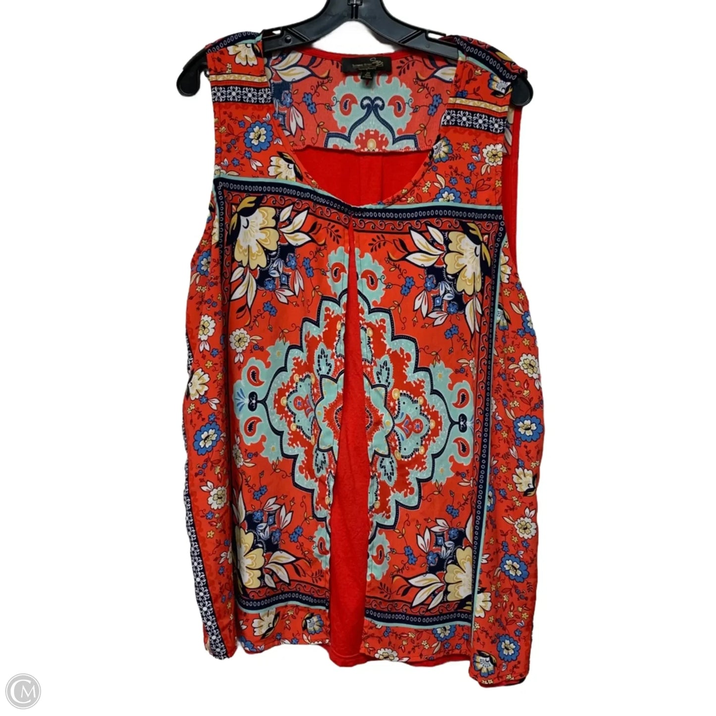 Top Sleeveless By Suzanne Betro In Blue & Red, Size: 2x