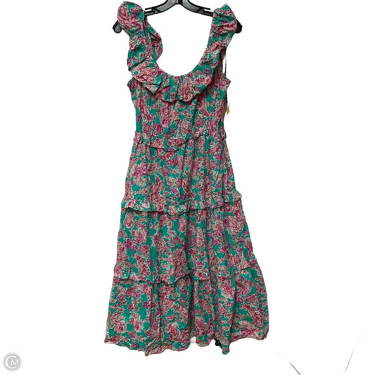 Dress Casual Midi By J. Crew In Green & Pink, Size: S