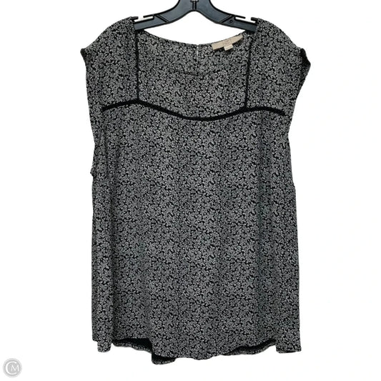 Blouse Sleeveless By Loft In Black & White, Size: 2x
