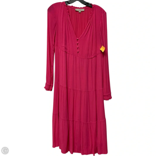 Dress Casual Midi By Loft In Pink, Size: Xs