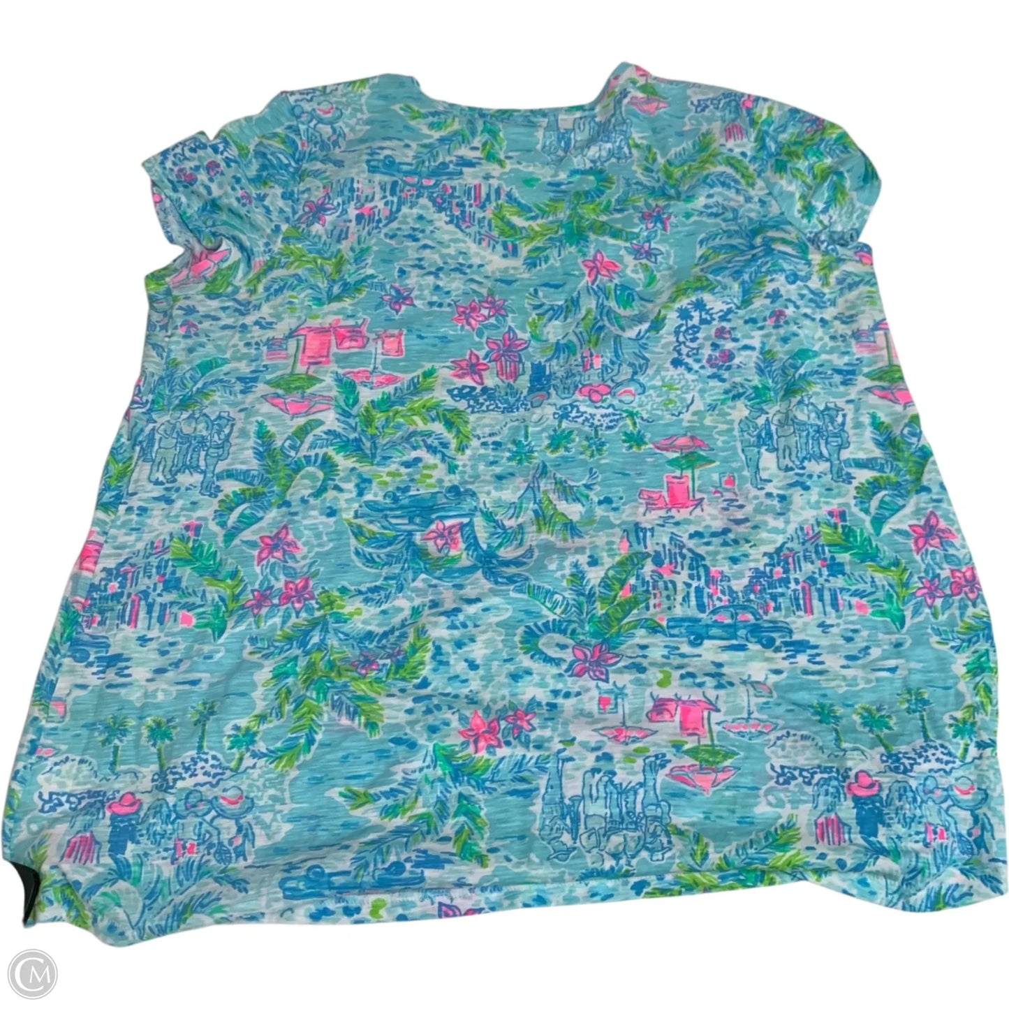 Top Short Sleeve Designer By Lilly Pulitzer In Blue, Size: Xl