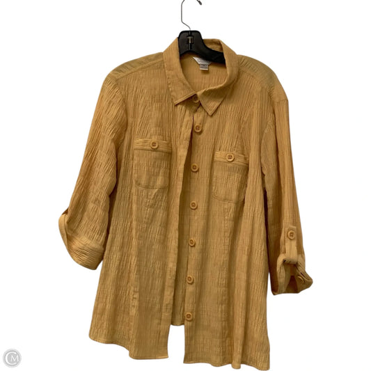 Top Long Sleeve By Cj Banks In Yellow, Size: 2x