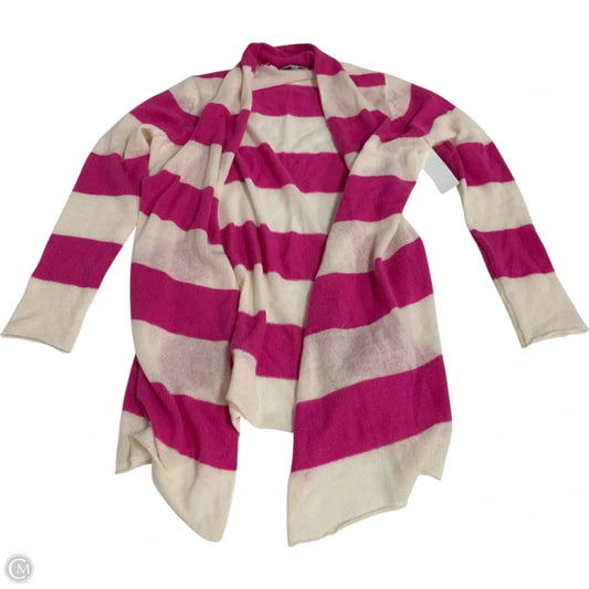 Cardigan Designer By Neiman Marcus In Pink & White, Size: L