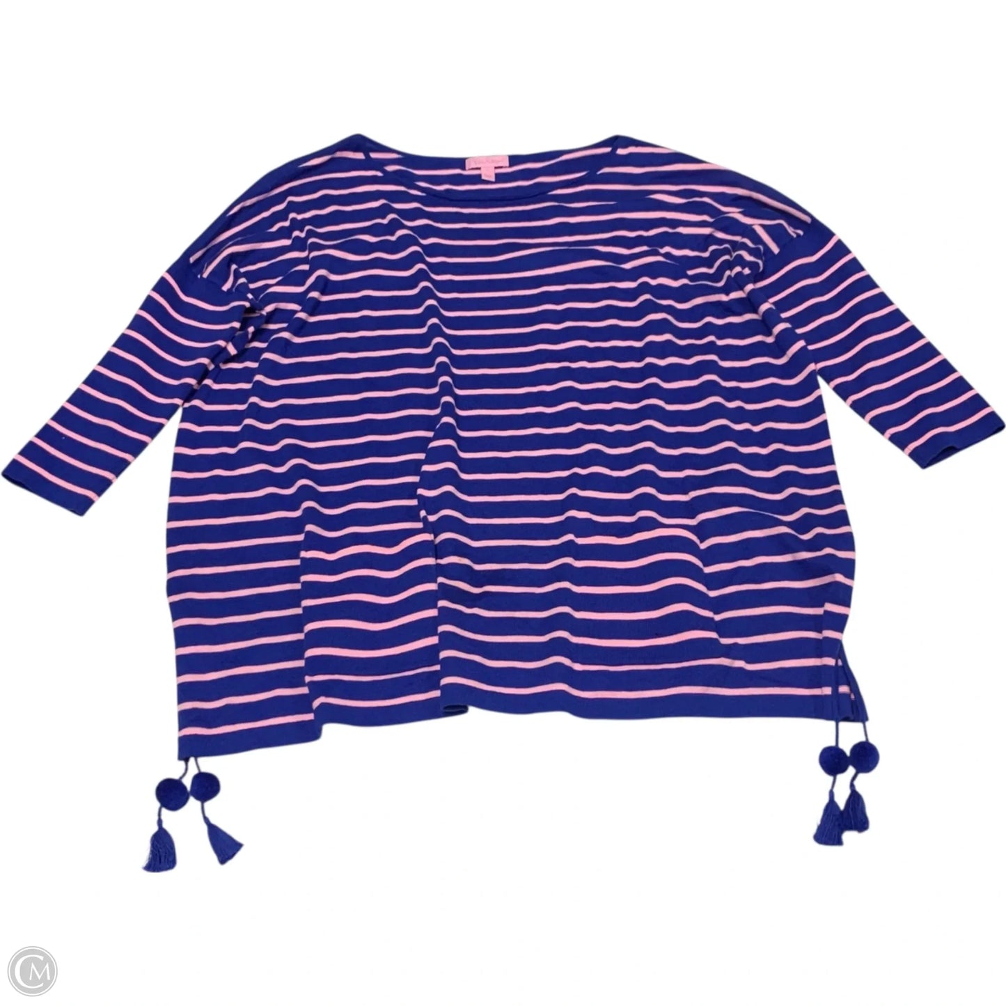 Top Long Sleeve Designer By Lilly Pulitzer In Blue & Pink, Size: L