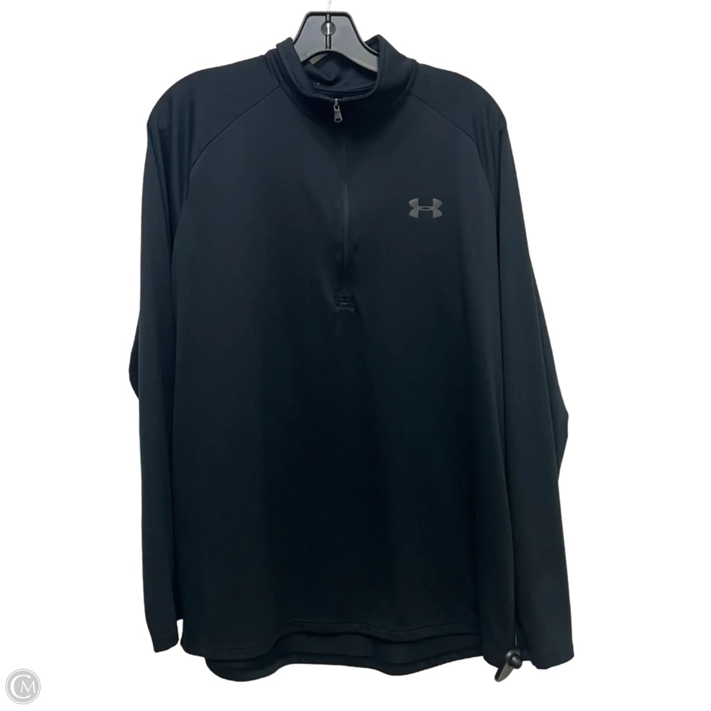 Athletic Top Long Sleeve Collar By Under Armour In Black, Size: L
