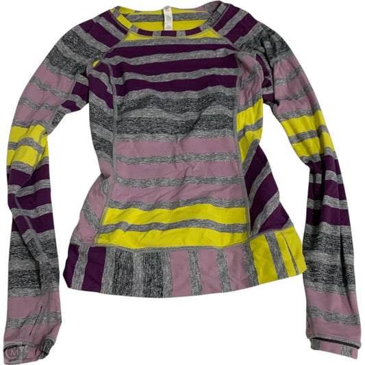 Athletic Top Long Sleeve Crewneck By Lululemon In Grey & Purple, Size: Xs