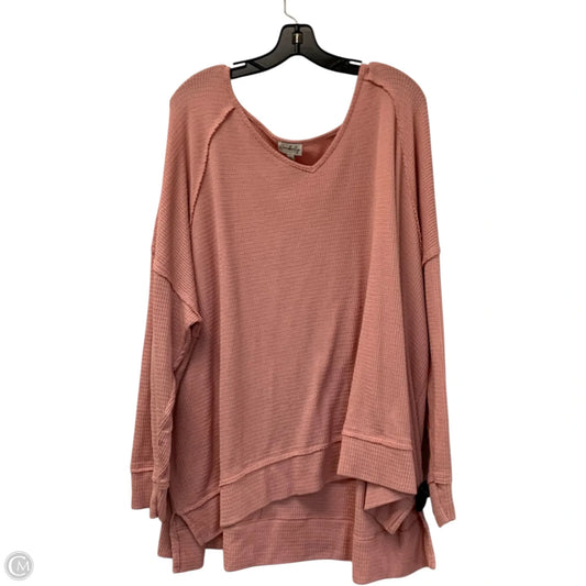 Top Long Sleeve By Wonderly In Pink, Size: 4x
