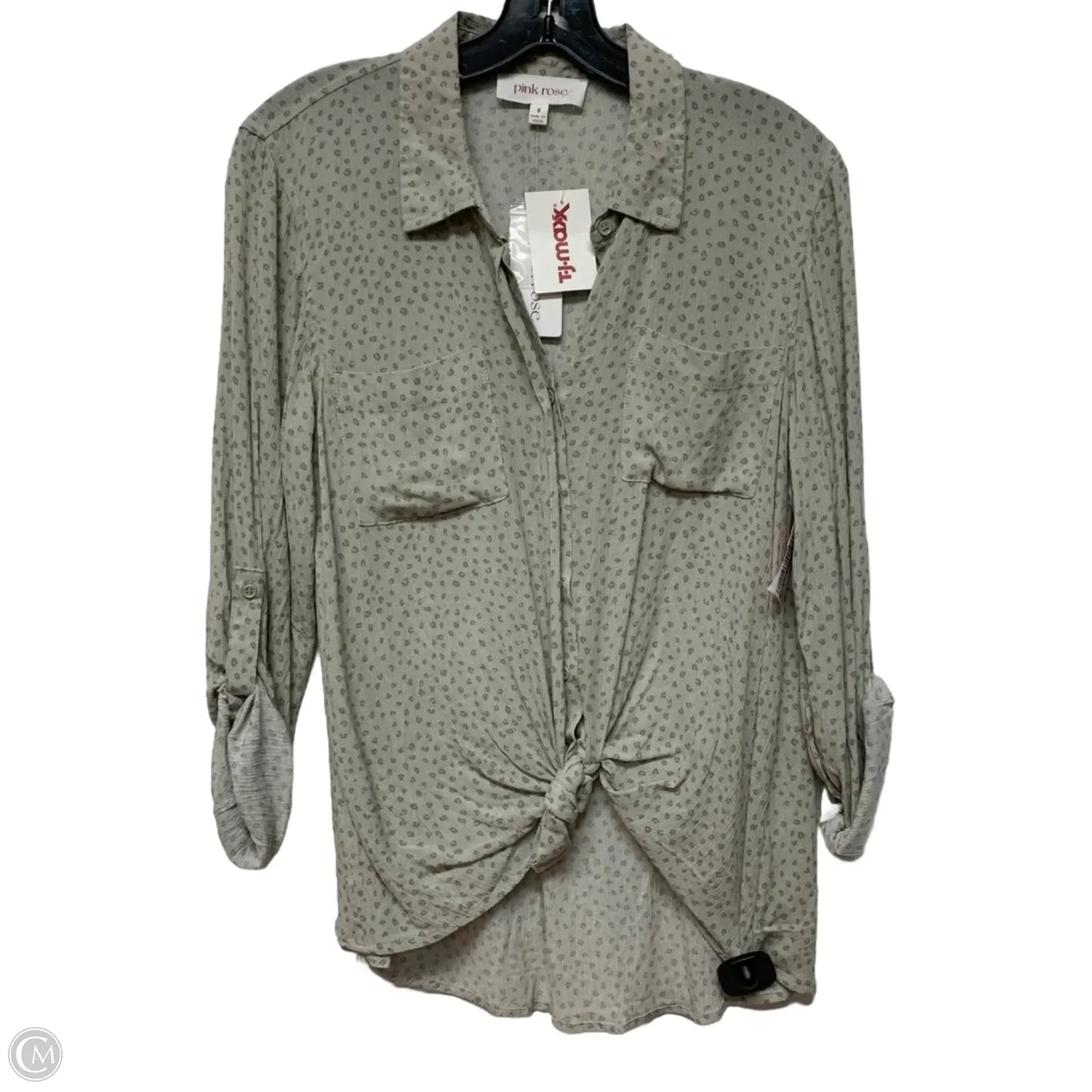 Top Long Sleeve By Pink Rose In Green, Size: S