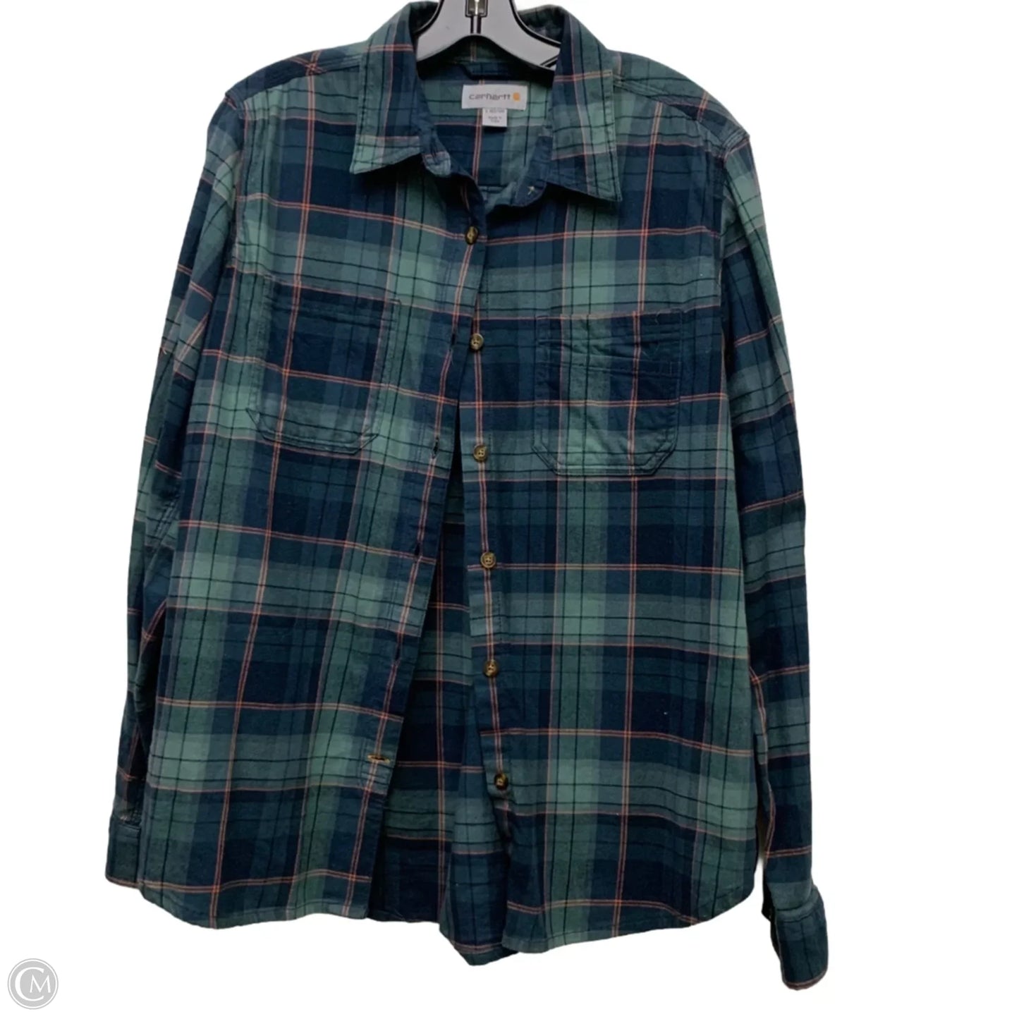 Top Long Sleeve By Carhartt In Plaid Pattern, Size: L