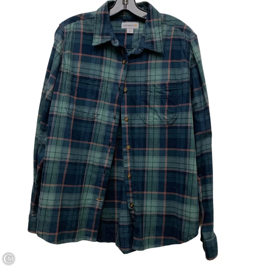 Top Long Sleeve By Carhartt In Plaid Pattern, Size: L