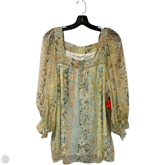 Blouse Long Sleeve By Lc Lauren Conrad In Yellow, Size: 1x