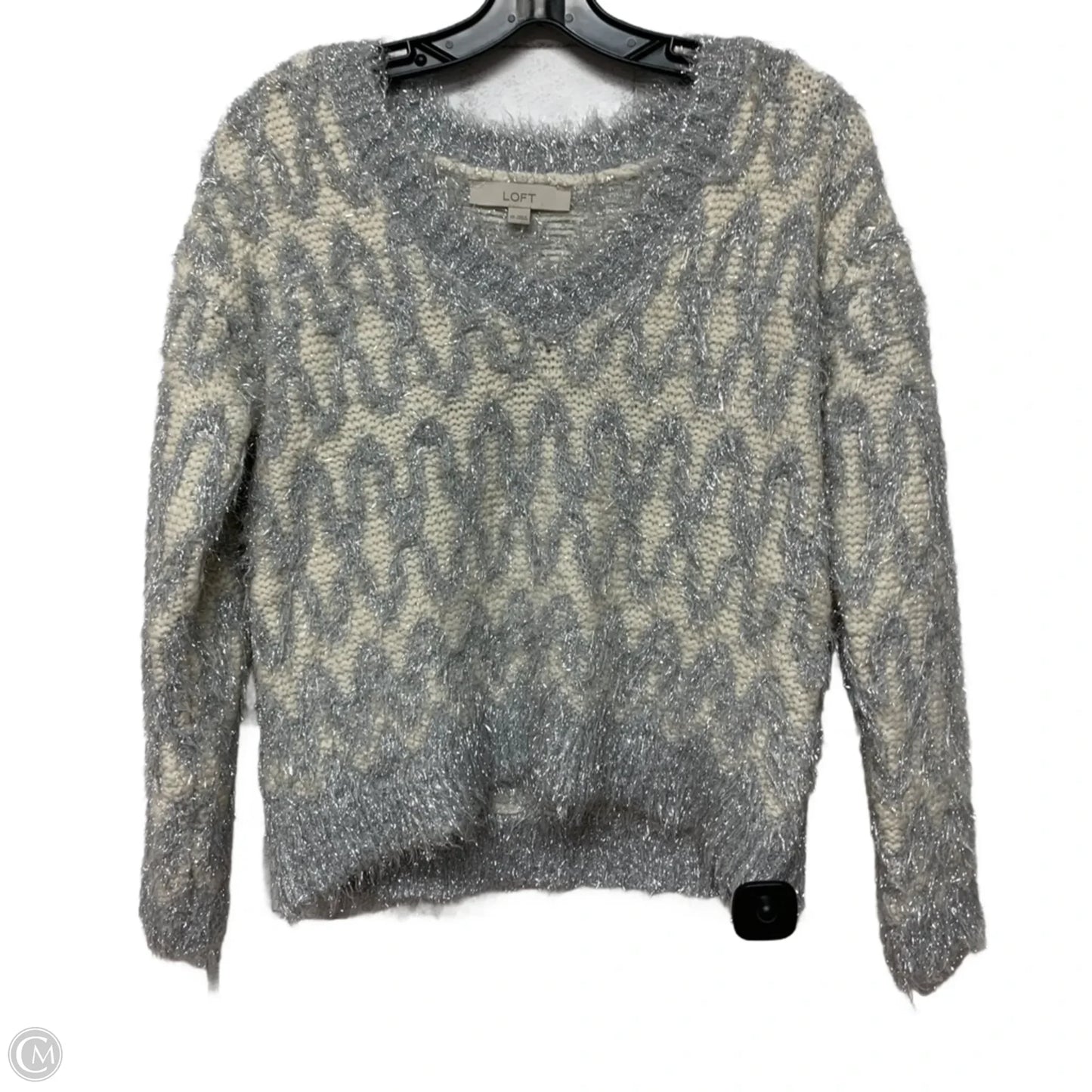 Sweater By Loft In Silver, Size: Xs