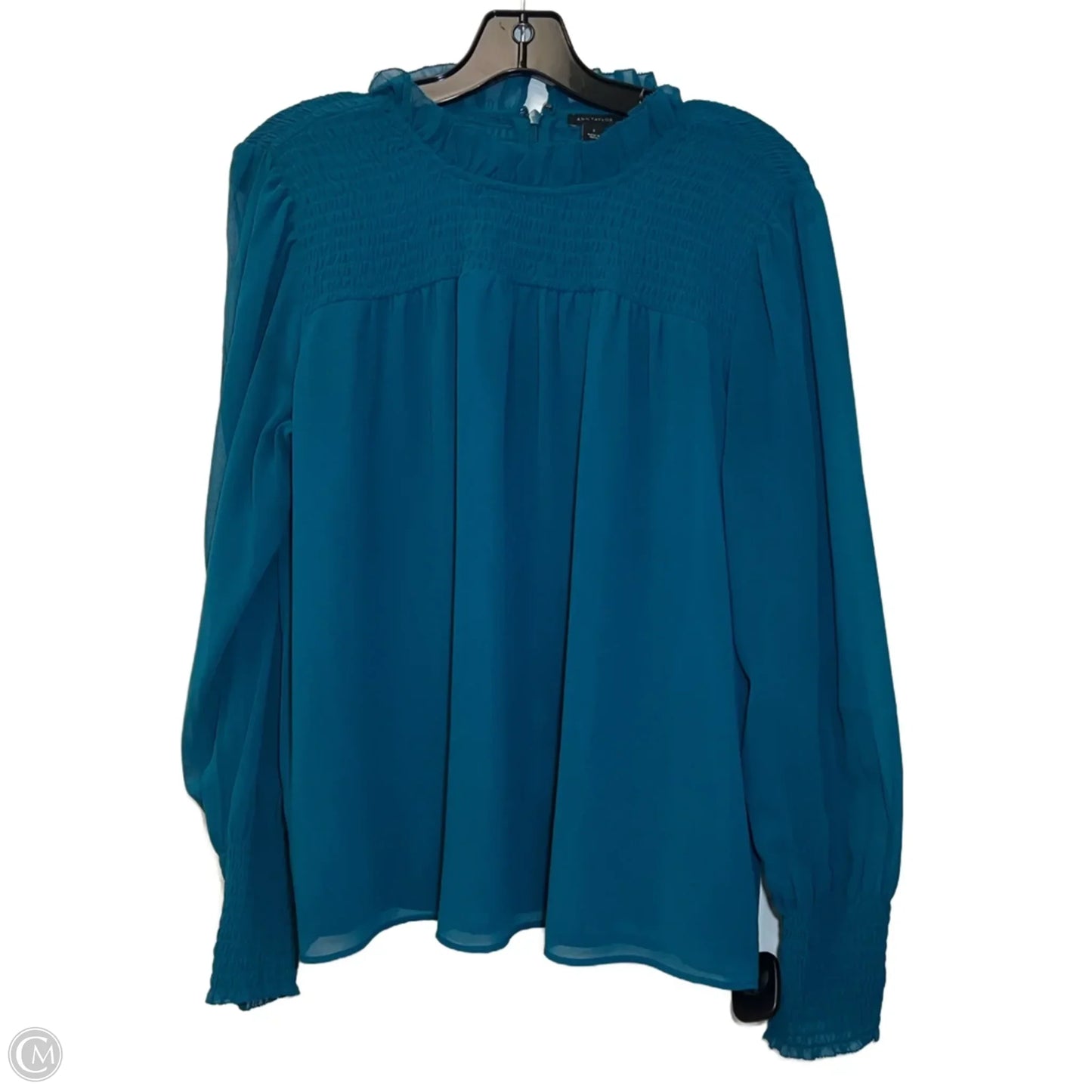 Blouse Long Sleeve By Ann Taylor In Blue, Size: S