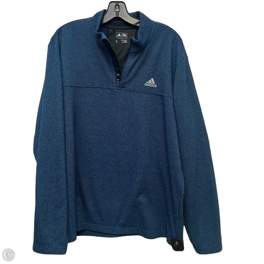 Athletic Sweatshirt Collar By Adidas In Blue, Size: L