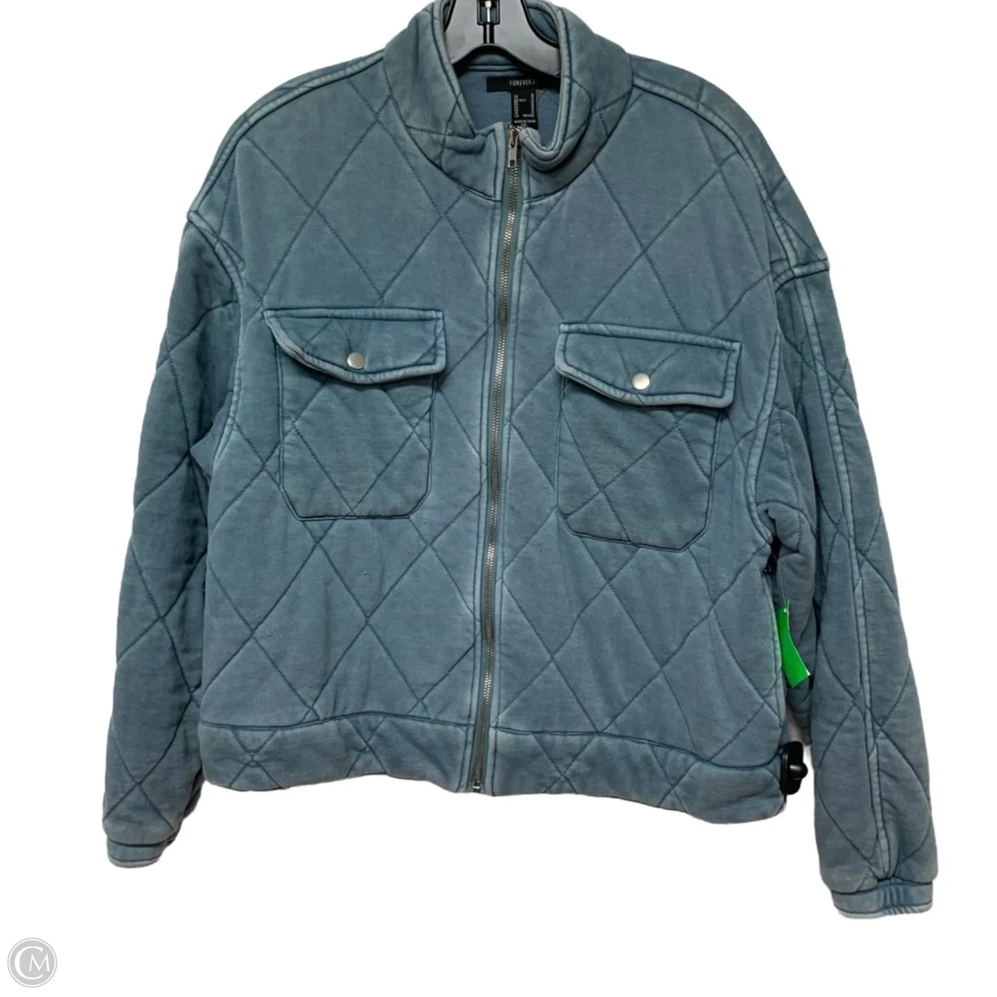 Jacket Puffer & Quilted By Forever 21 In Blue, Size: M