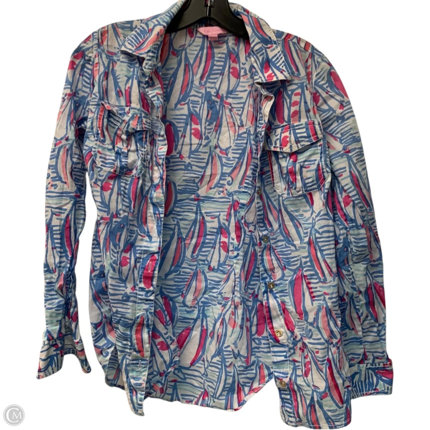 Top Long Sleeve Designer By Lilly Pulitzer In Blue & Pink, Size: Xs