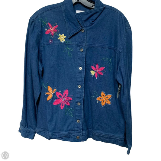 Jacket Shirt By Alfred Dunner In Blue Denim, Size: Xl