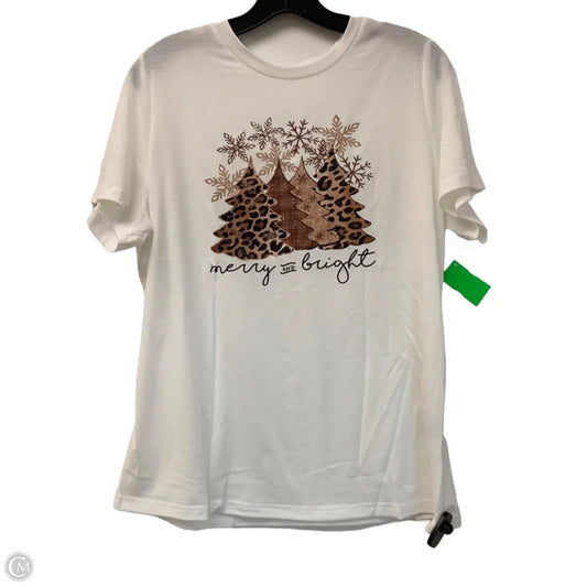 Top Short Sleeve By Shein In Brown & White, Size: L