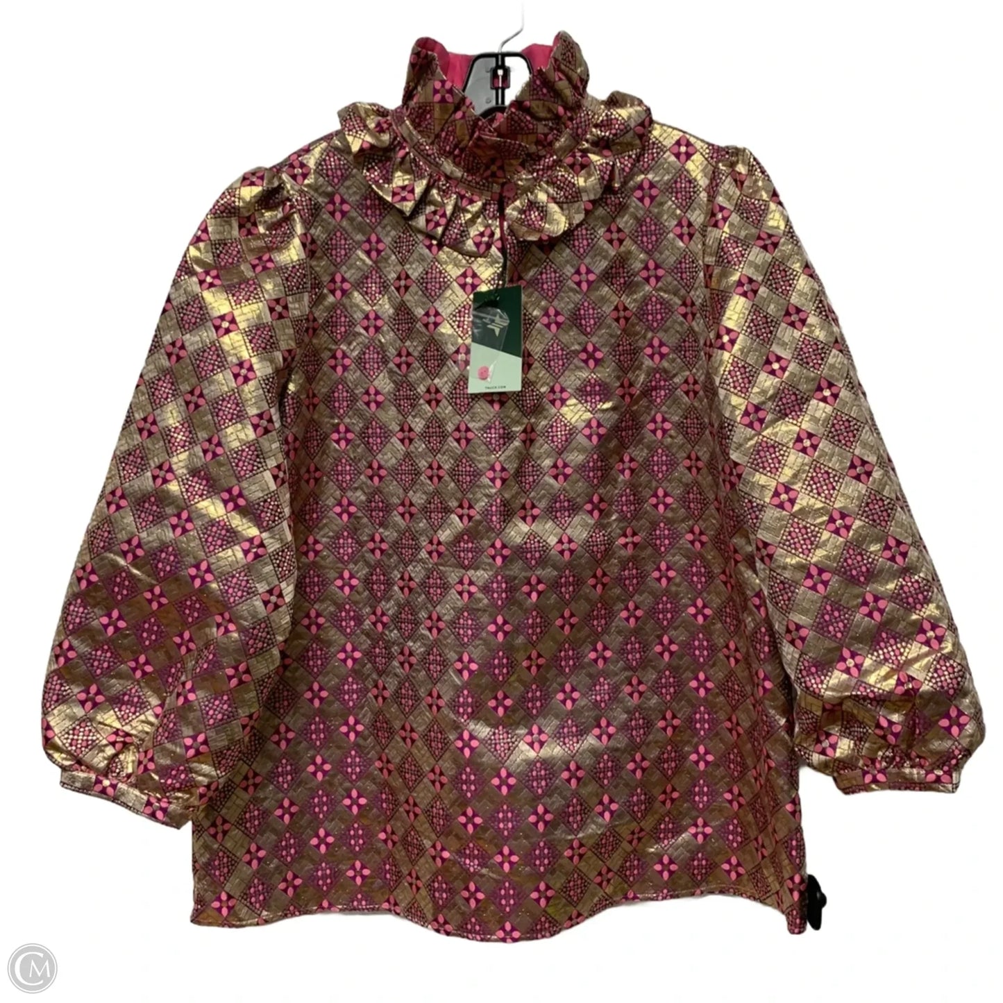 Top Long Sleeve By Tuckernuck In Gold & Pink, Size: Xl