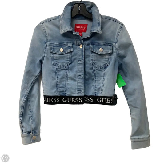 Jacket Denim By Guess In Blue Denim, Size: Xs
