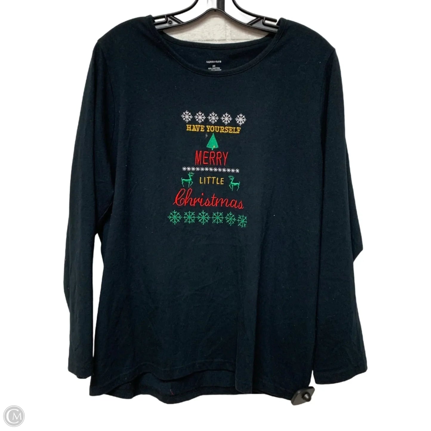 Top Long Sleeve By Ladies Club In Black, Size: 2x