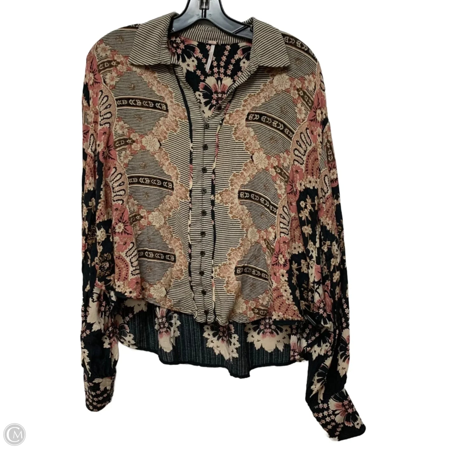 Top Long Sleeve By Free People In Pink & Tan, Size: S