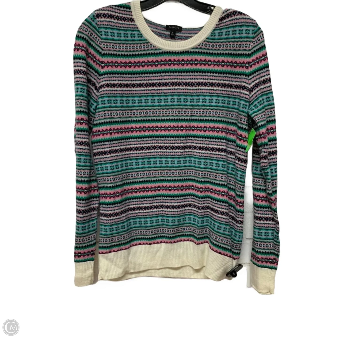 Sweater By Talbots In Green & Pink, Size: S