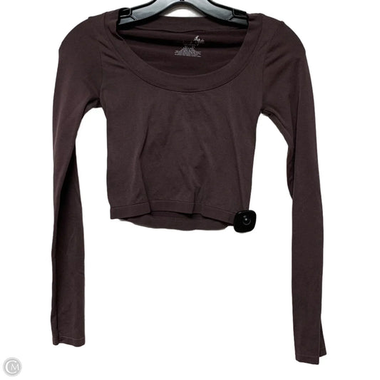 Athletic Top Long Sleeve Crewneck By Free People In Brown, Size: Xs