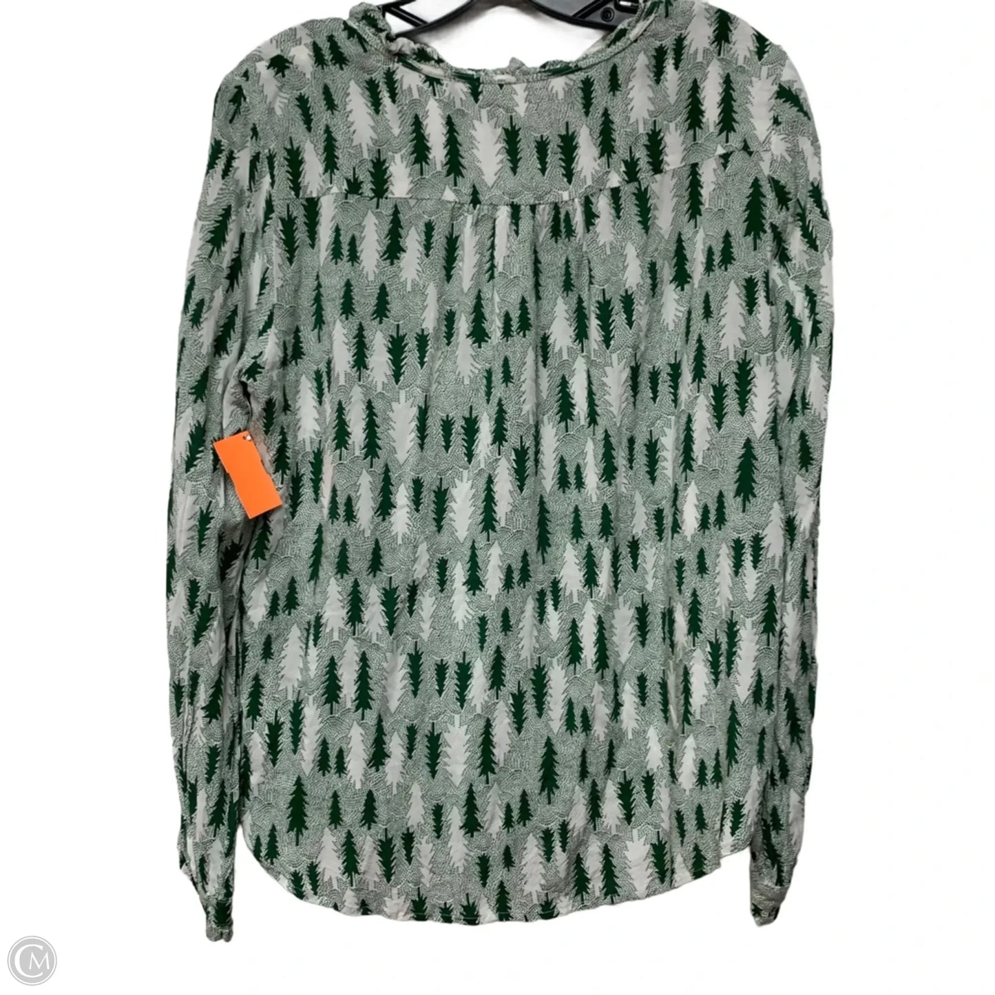 Top Long Sleeve By Maeve In Green & White, Size: L