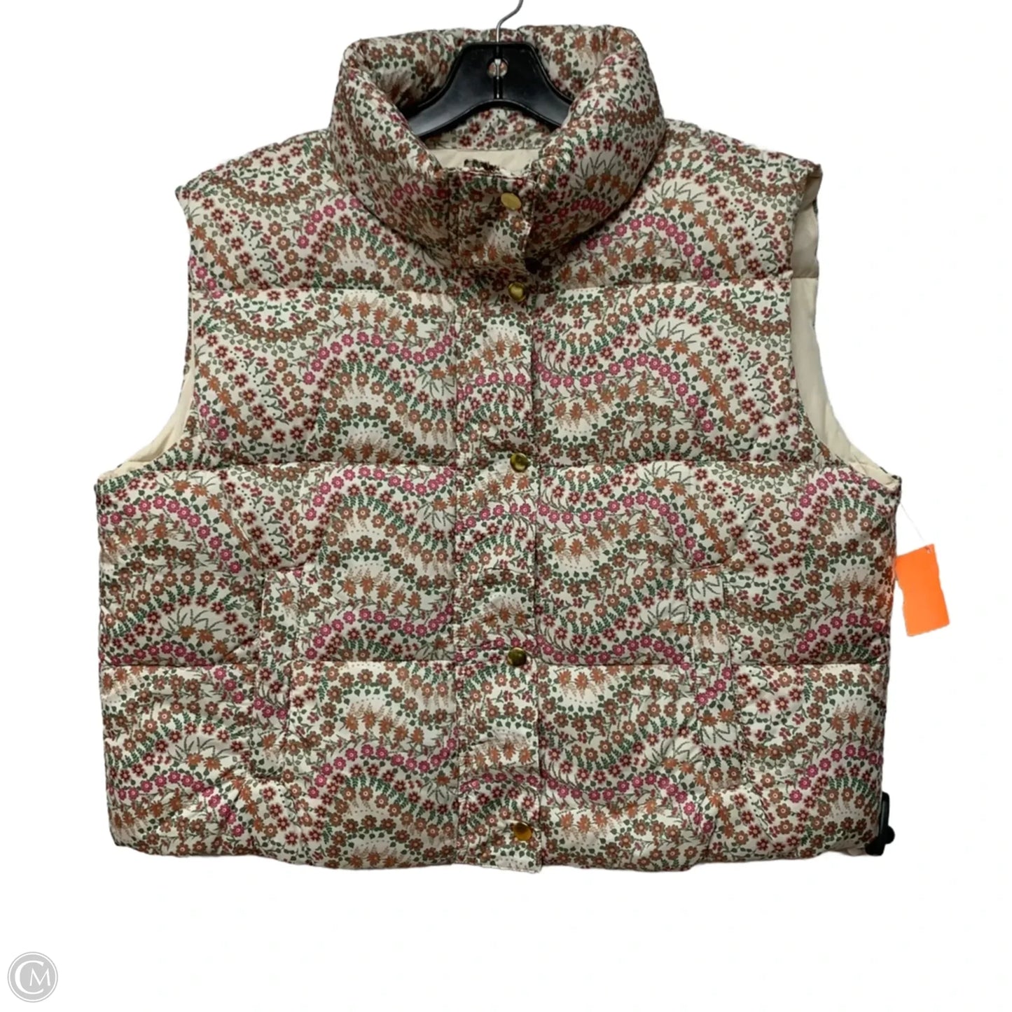 Vest Puffer & Quilted By Loft In Floral Print, Size: L
