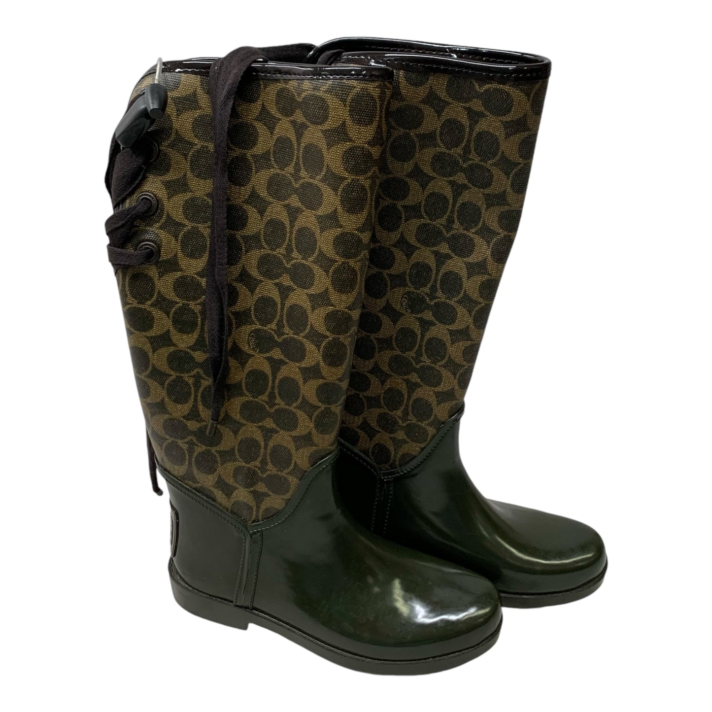 Boots Designer By Coach In Brown & Green, Size: 8