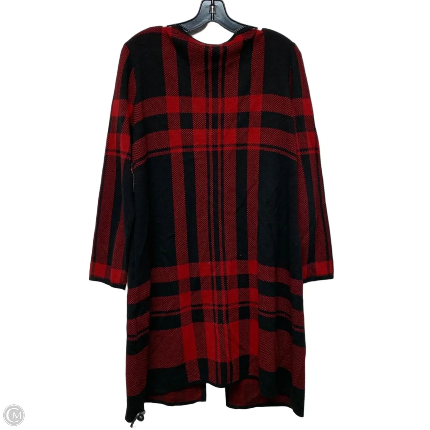 Sweater Cardigan By Kasper In Black & Red, Size: Xl