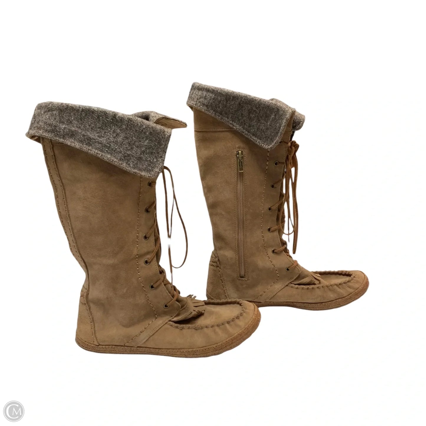 Boots Designer By Ugg In Brown, Size: 9