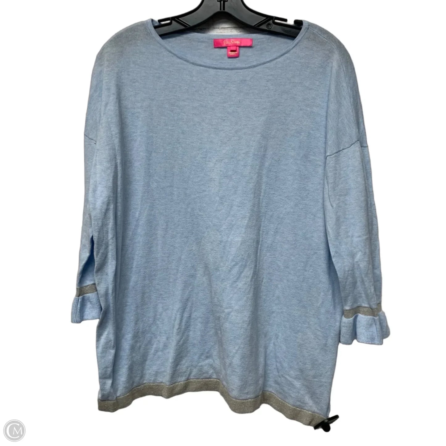Top 3/4 Sleeve Designer By Lilly Pulitzer In Blue, Size: M