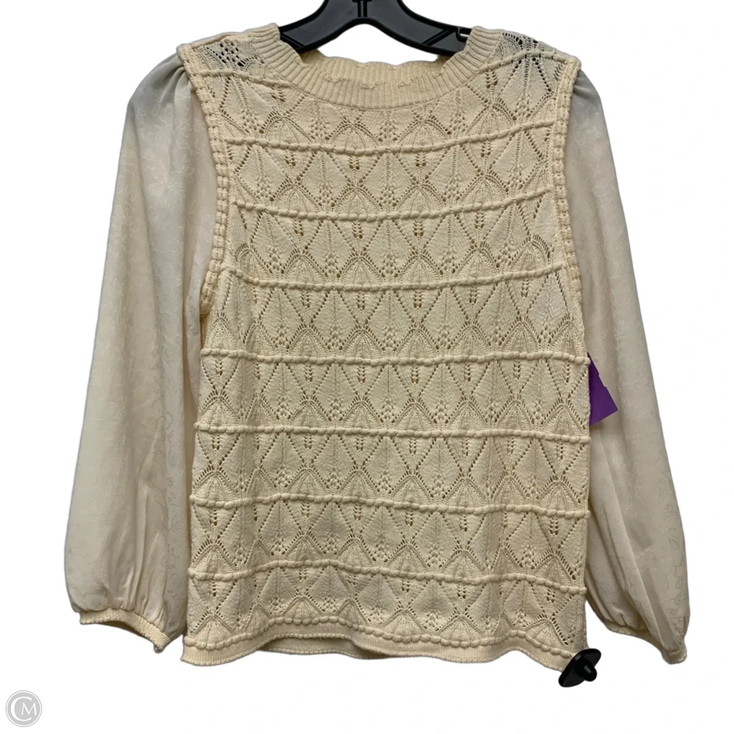 Top Long Sleeve By Current Air In Cream, Size: Xs