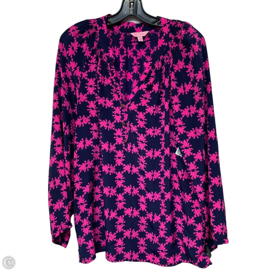 Top Long Sleeve Designer By Lilly Pulitzer In Blue & Purple, Size: L