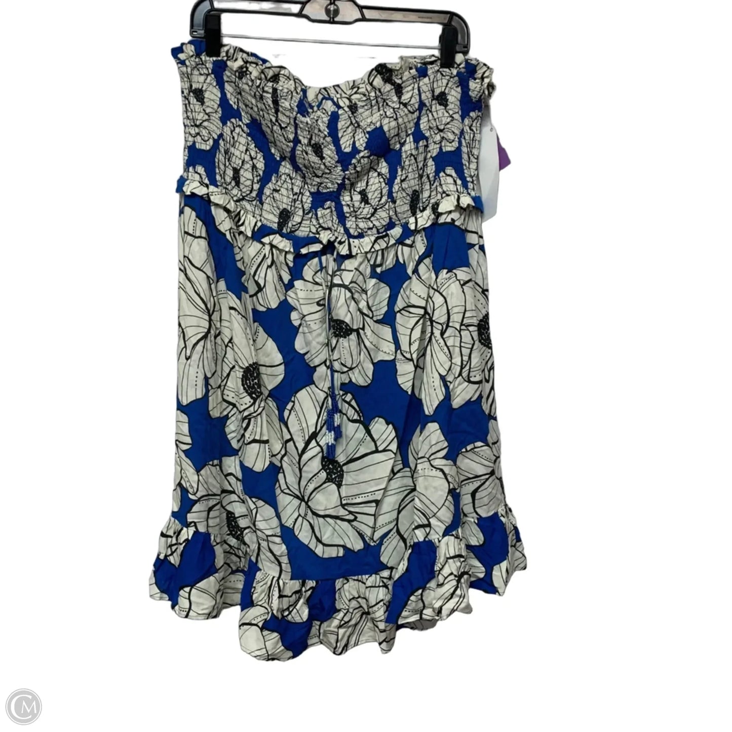 Dress Designer By Farm Rio In Blue & Cream, Size: Xl