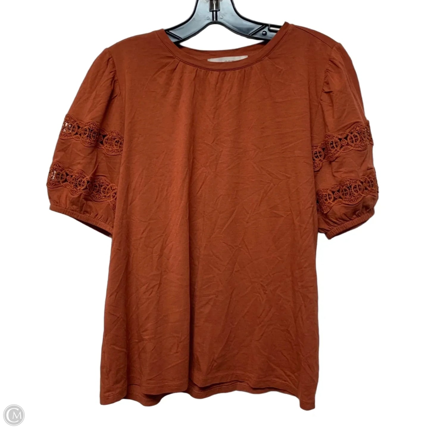Top Short Sleeve By Loft In Brown, Size: L