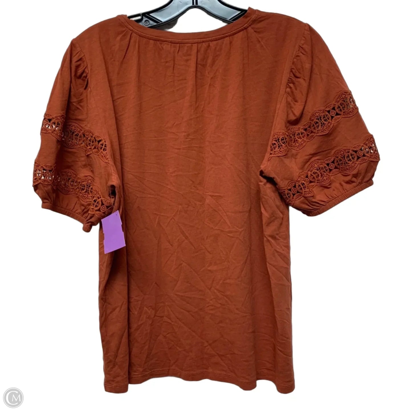 Top Short Sleeve By Loft In Brown, Size: L