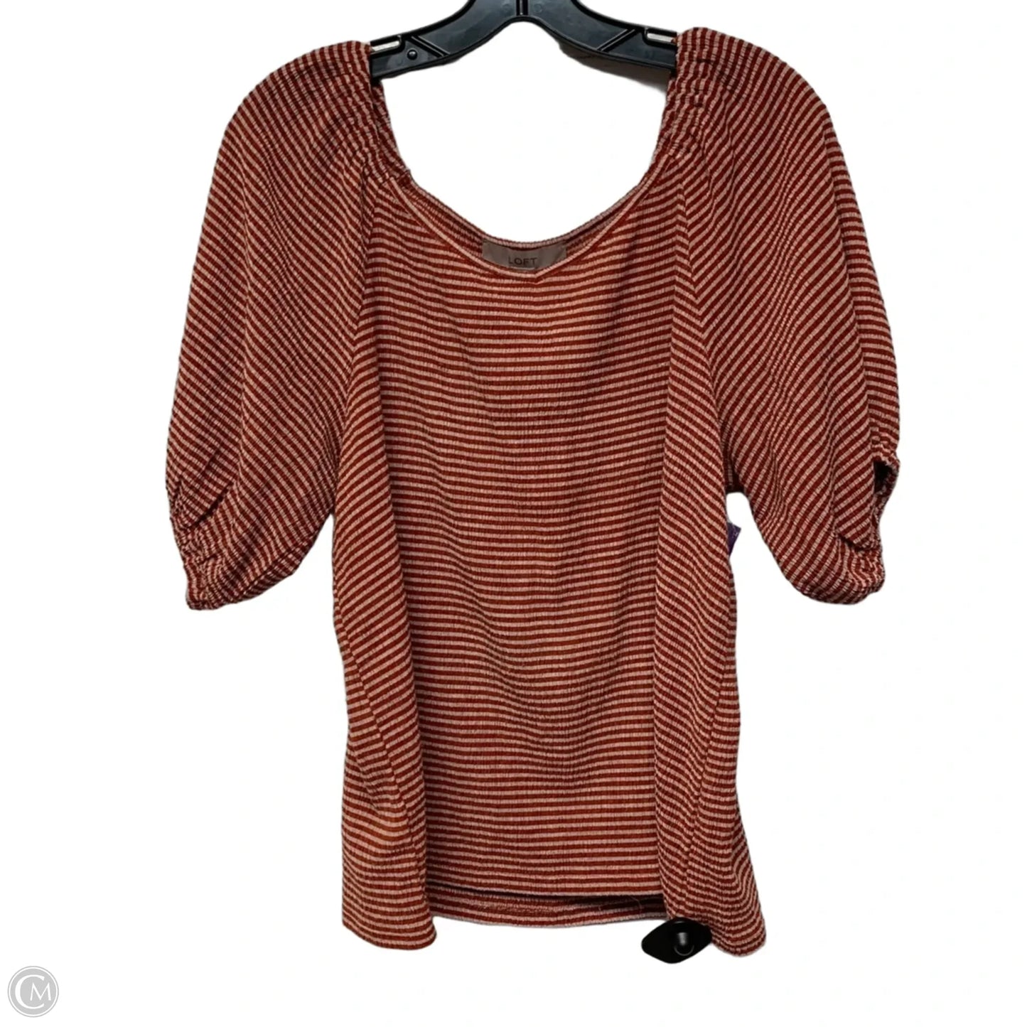 Top Short Sleeve By Loft In Striped Pattern, Size: L