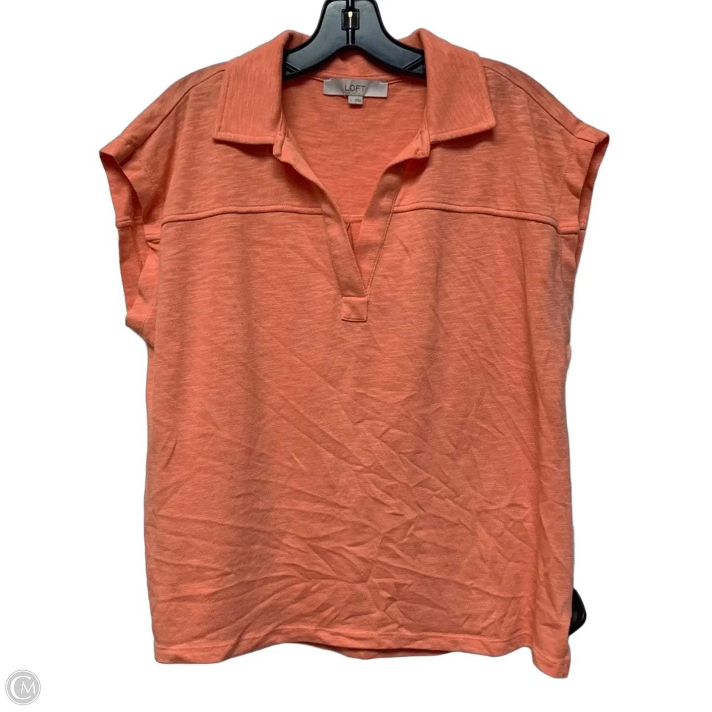 Top Short Sleeve By Loft In Peach, Size: L