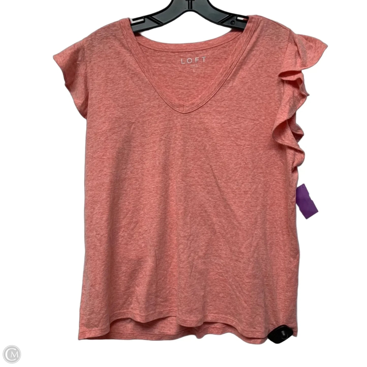 Top Short Sleeve By Loft In Pink, Size: L