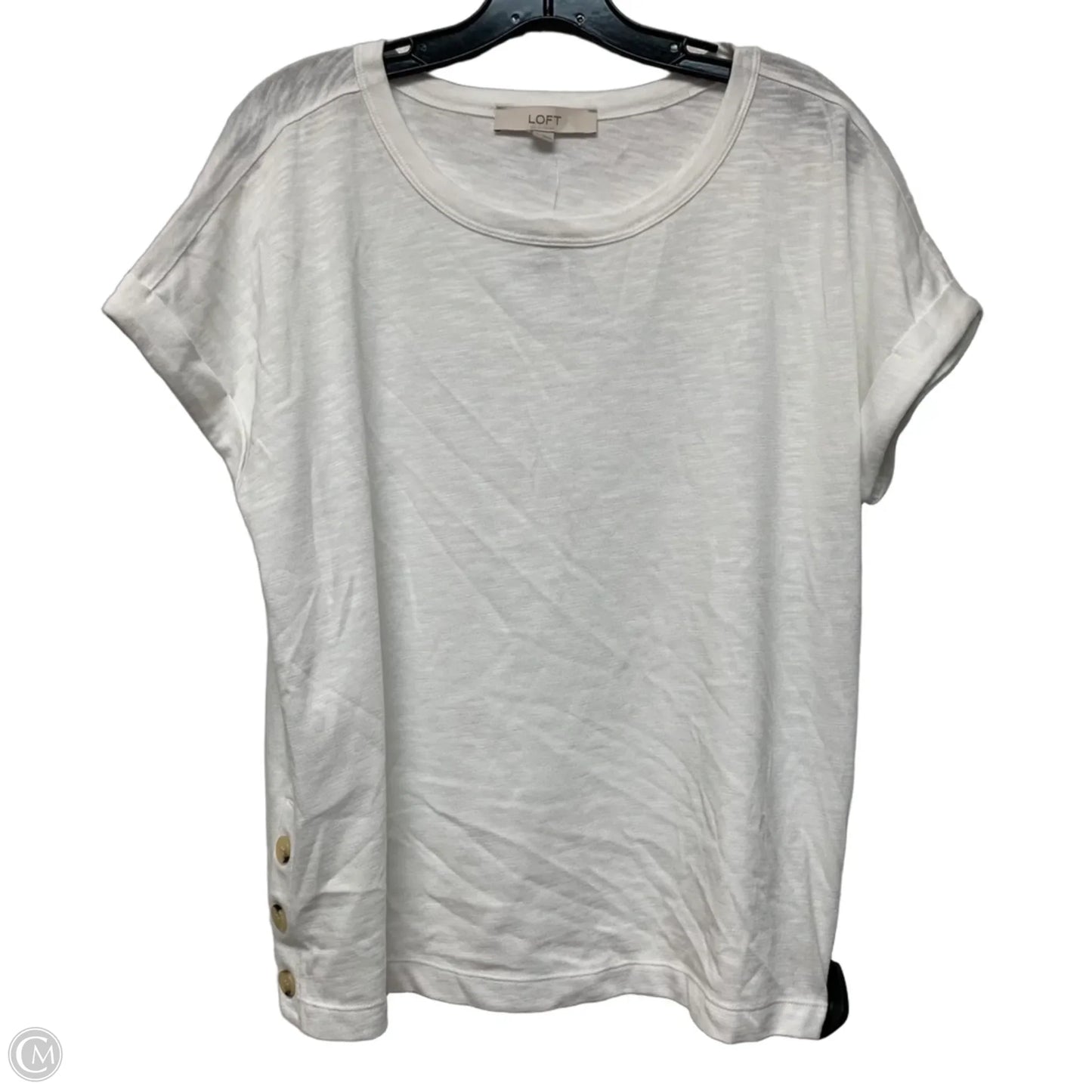 Top Short Sleeve By Loft In White, Size: L