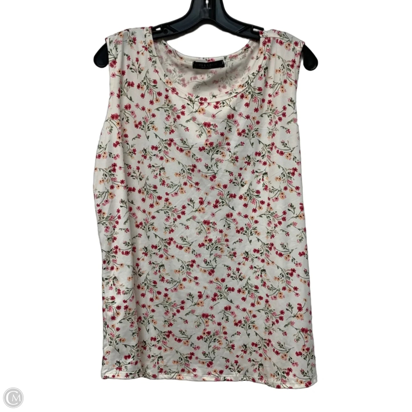 Top Sleeveless By Chris And Carol In Pink & White, Size: 1x